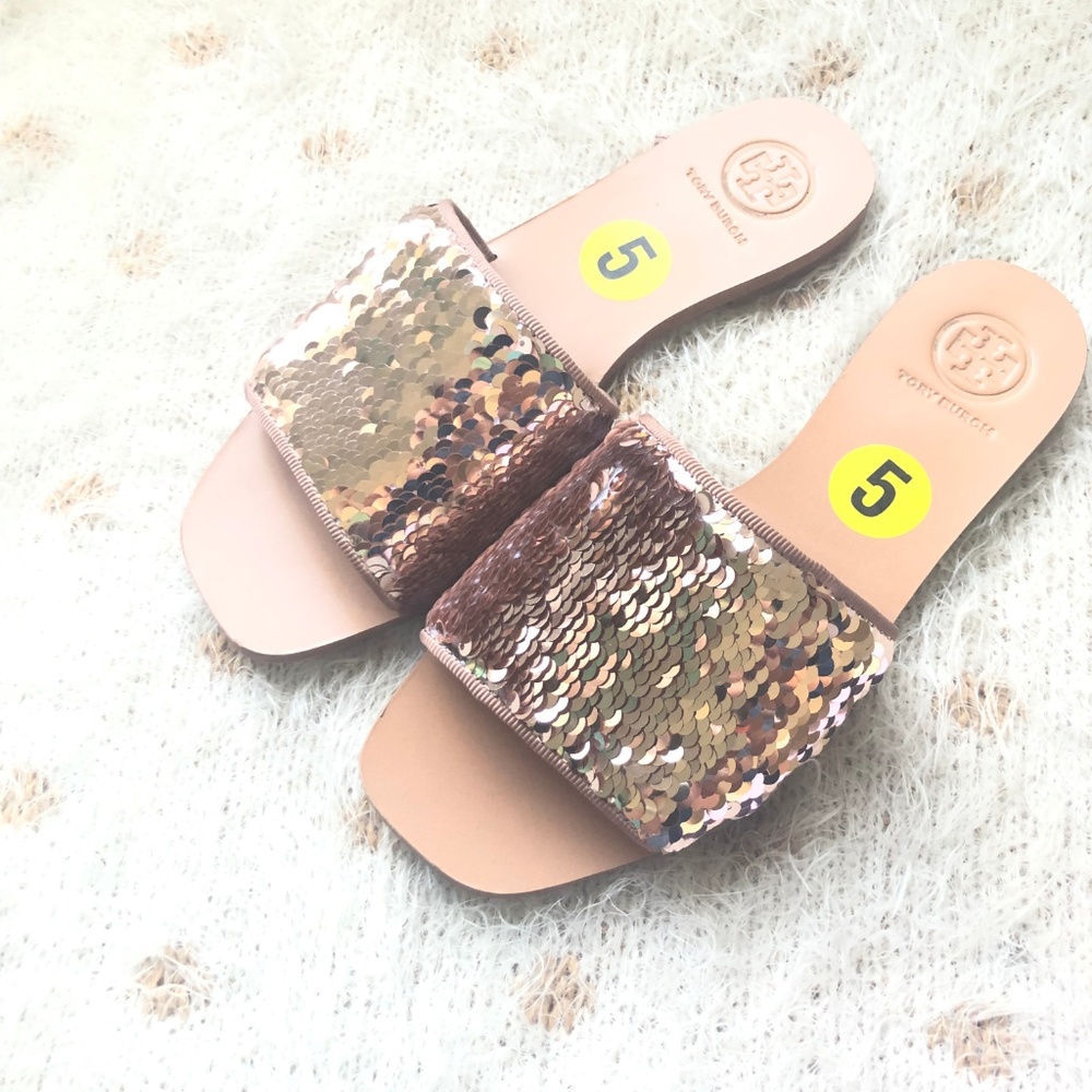 Tory Burch Carter Reversible Sequin Slide Sandals - Picture 4 of 8